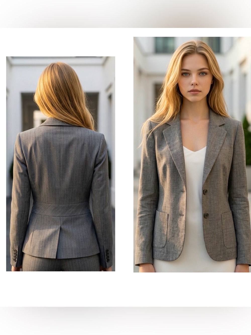 Banana Republic Women's Grey Stretch Wool blend 2-Button Blazer Sz 10